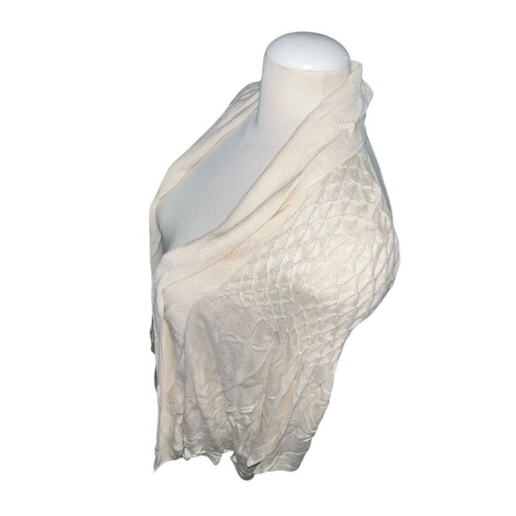 CEst City Open-Front Textured Knit Cardigan Sweater Sz Large Womens Cream Long S - Picture 6 of 10